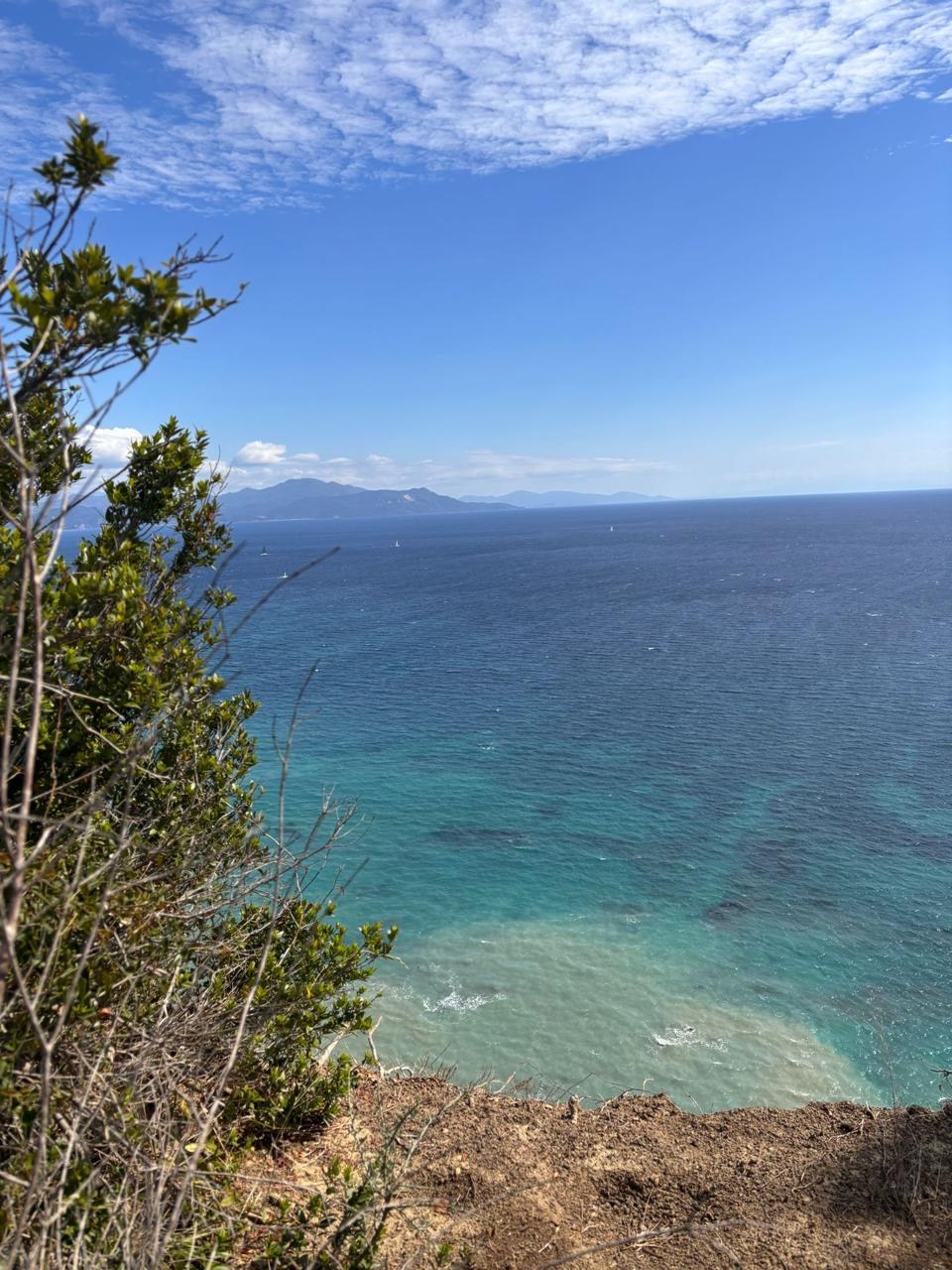 Blick von der Küste aufs türkise Meer, Korfu